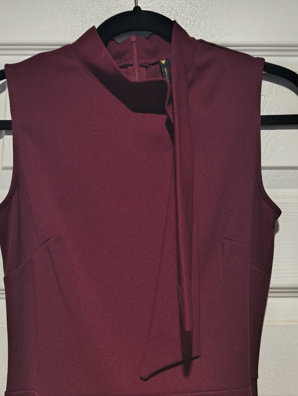 Miusol Burgundy High Neck Ruched Bodycon Sheath Dress Sleeveless Size S - Picture 4 of 14